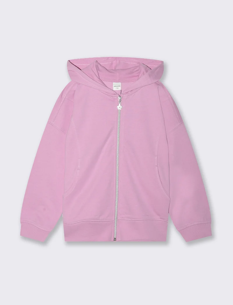 Felpa con zip da bambina - Rosa
