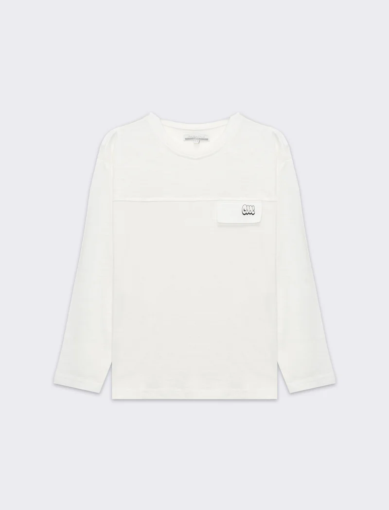 T-shirt in jersey fiammato da bambino - Bianco latte
