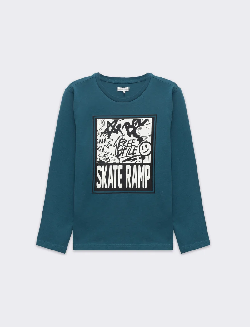 T-shirt girocollo da bambino - Verde Ottanio