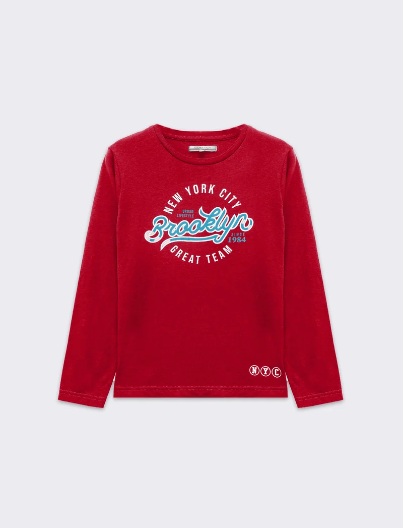 T-shirt in jersey con stampa da bambino - Rosso