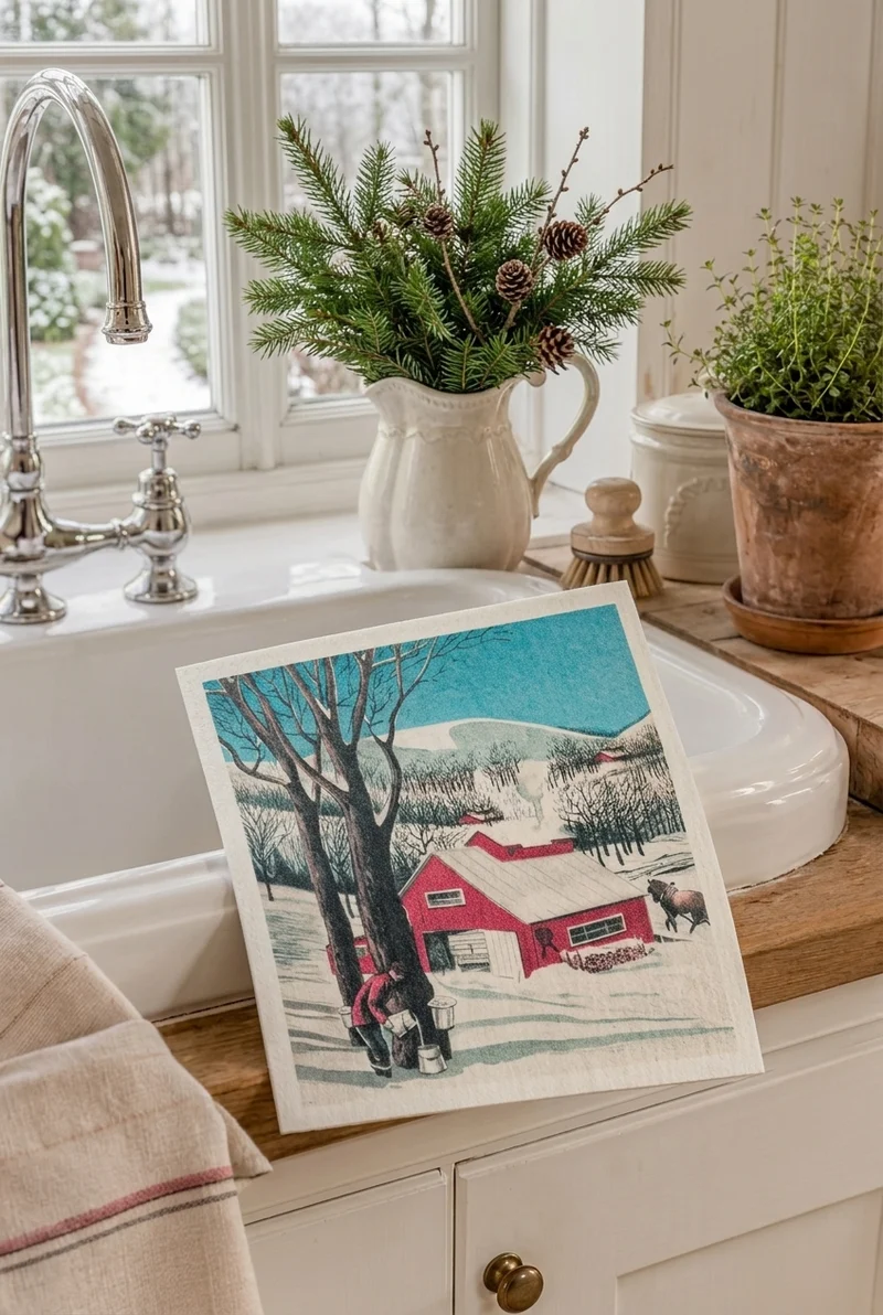 Panno Svedese Ecologico "Fattoria nella Neve" – 19x17 cm