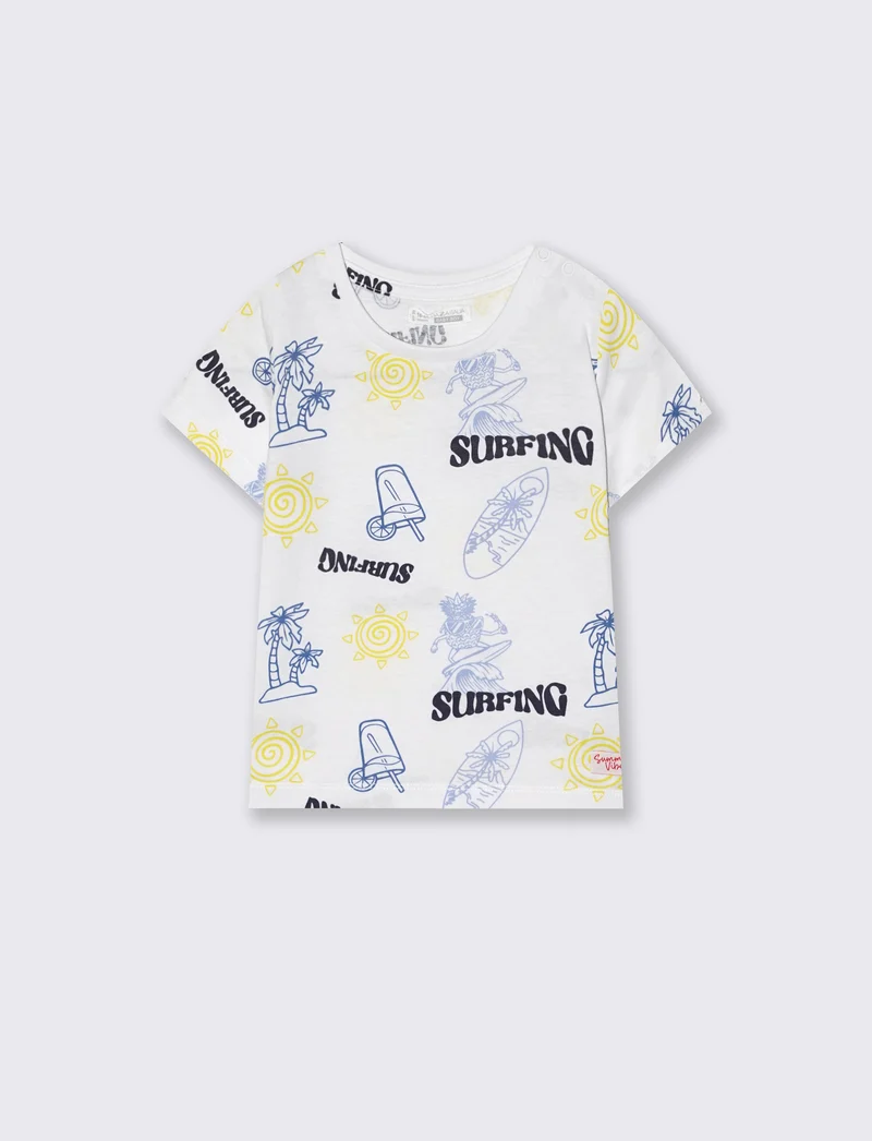 Camicia tropicale manica corta trendy - Bianco