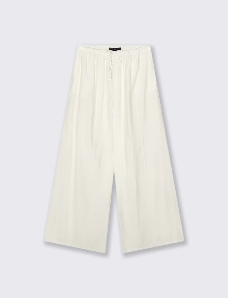 Pantalone largo con coulisse sottile - Bianco