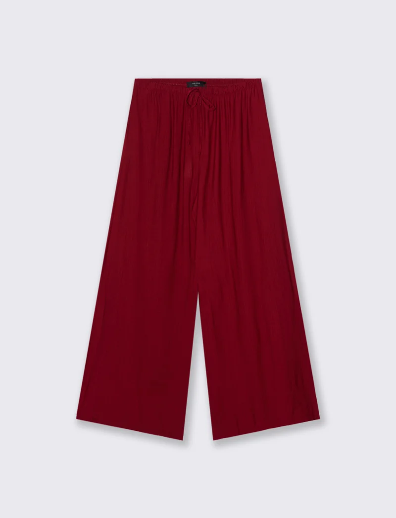 Pantalone largo con coulisse sottile - Rosso india