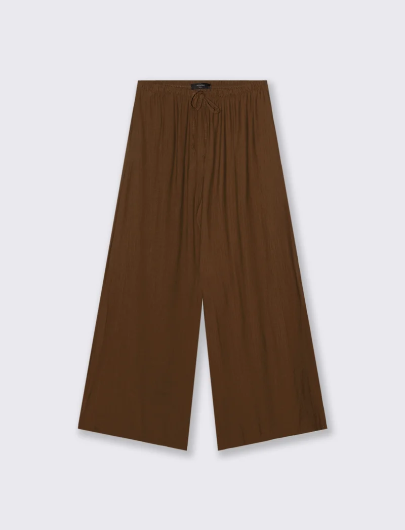 Pantalone largo con coulisse sottile - Moro