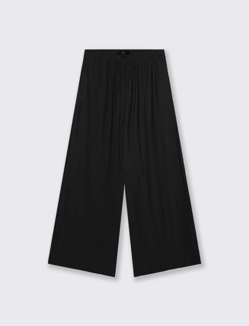 Pantalone largo con coulisse sottile - Nero