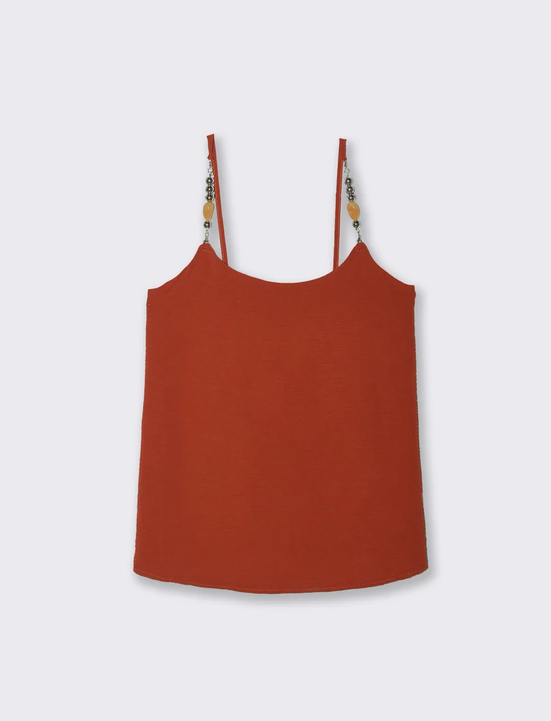 Top con bretelle con accessorio - coccio