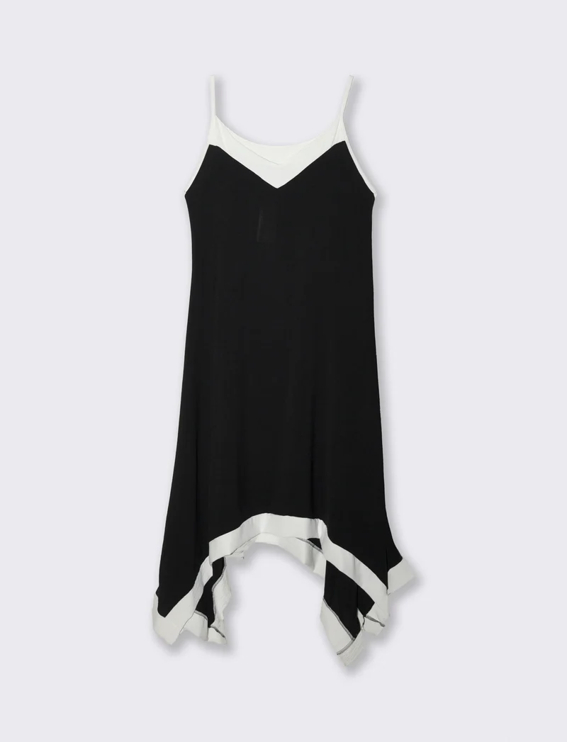 Vestito lungo bicolor - Nero