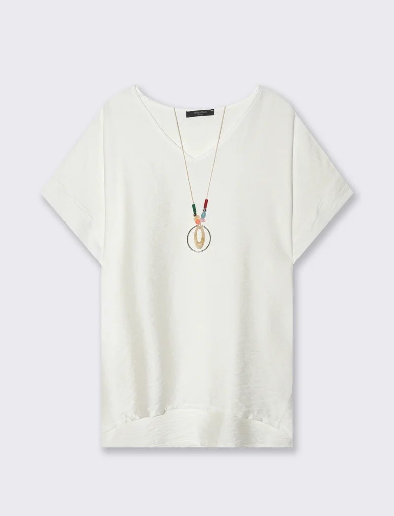 Casacca over con collana - Bianco