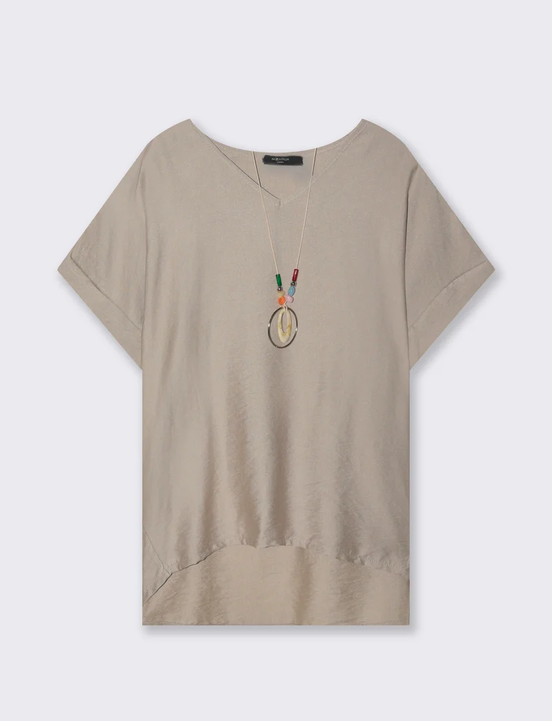 Casacca over con collana - Grigio fango