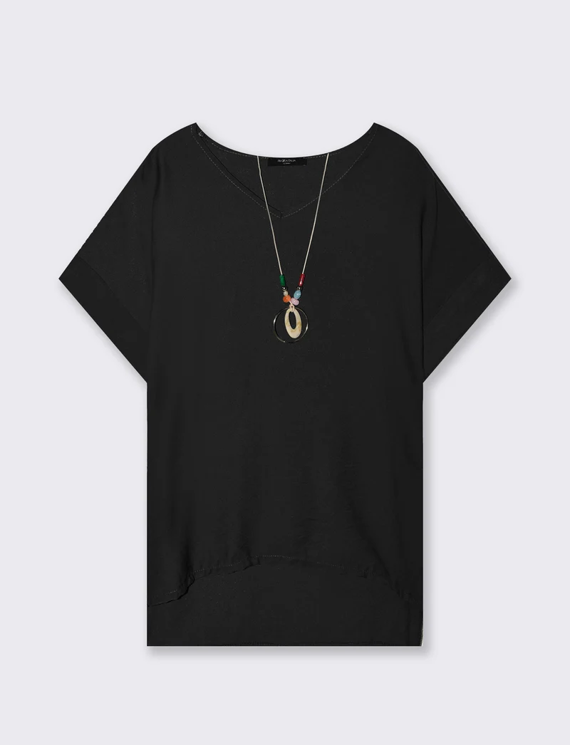 Casacca over con collana - Nero