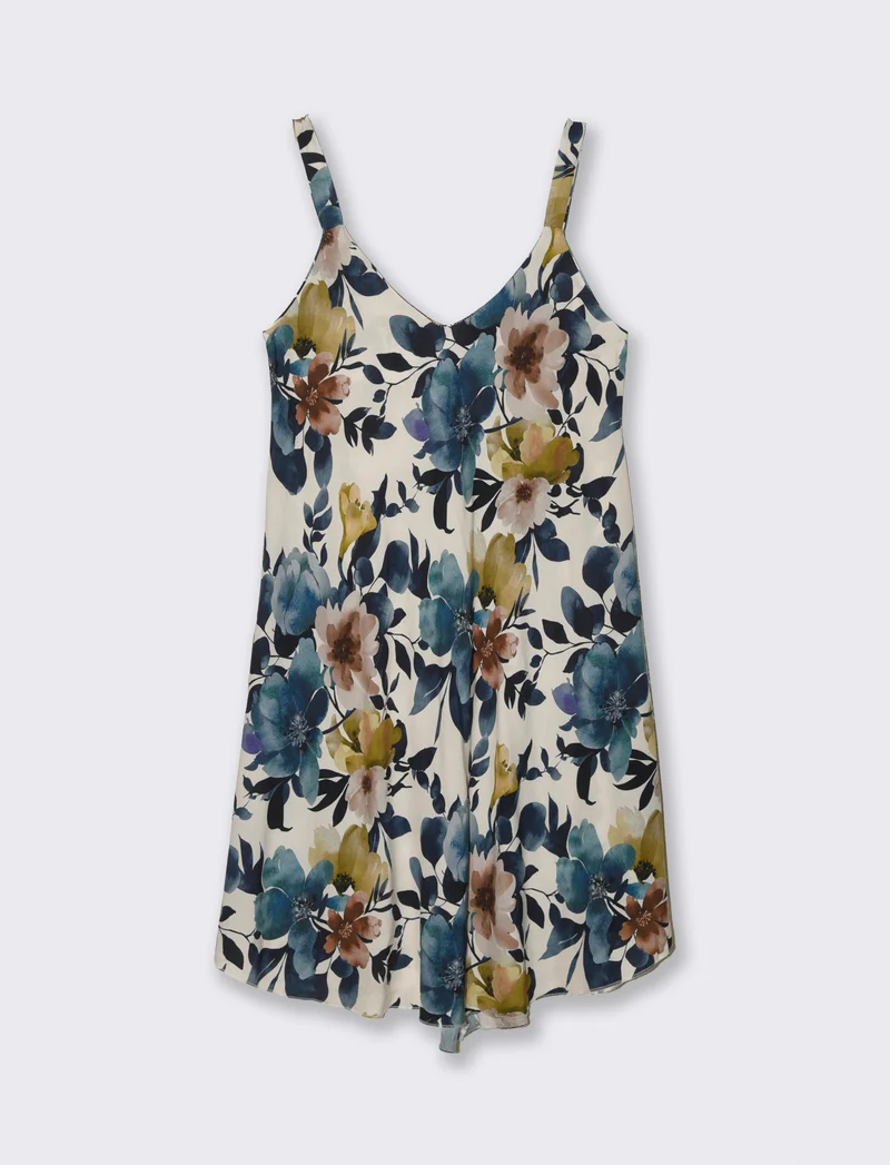 Vestito stampato con bretelline - Blu