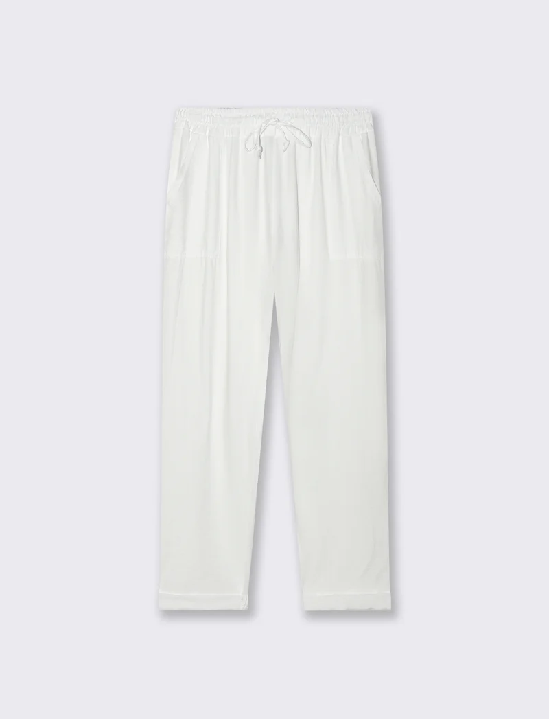 Pantalone con tasche a toppe ed elastico in vita - Bianco