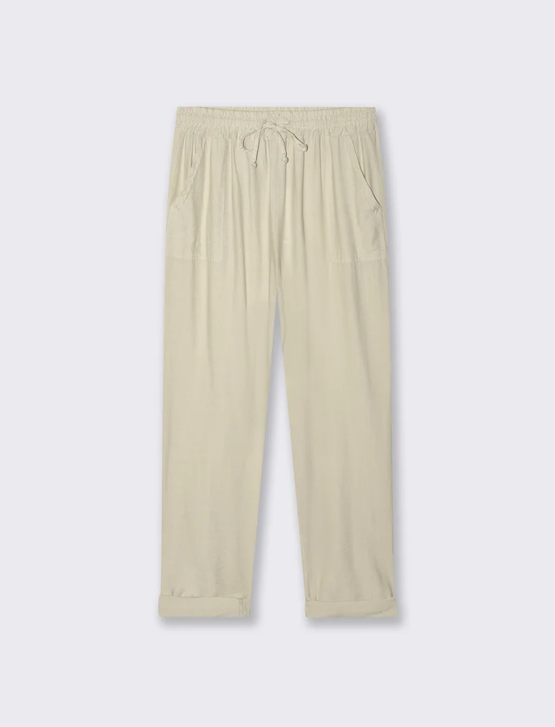 Pantalone con tasche a toppe ed elastico in vita - Sabbia