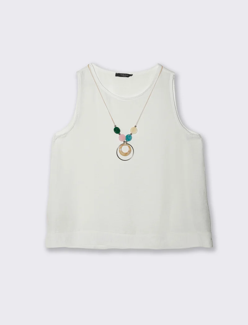Top con collana - Bianco