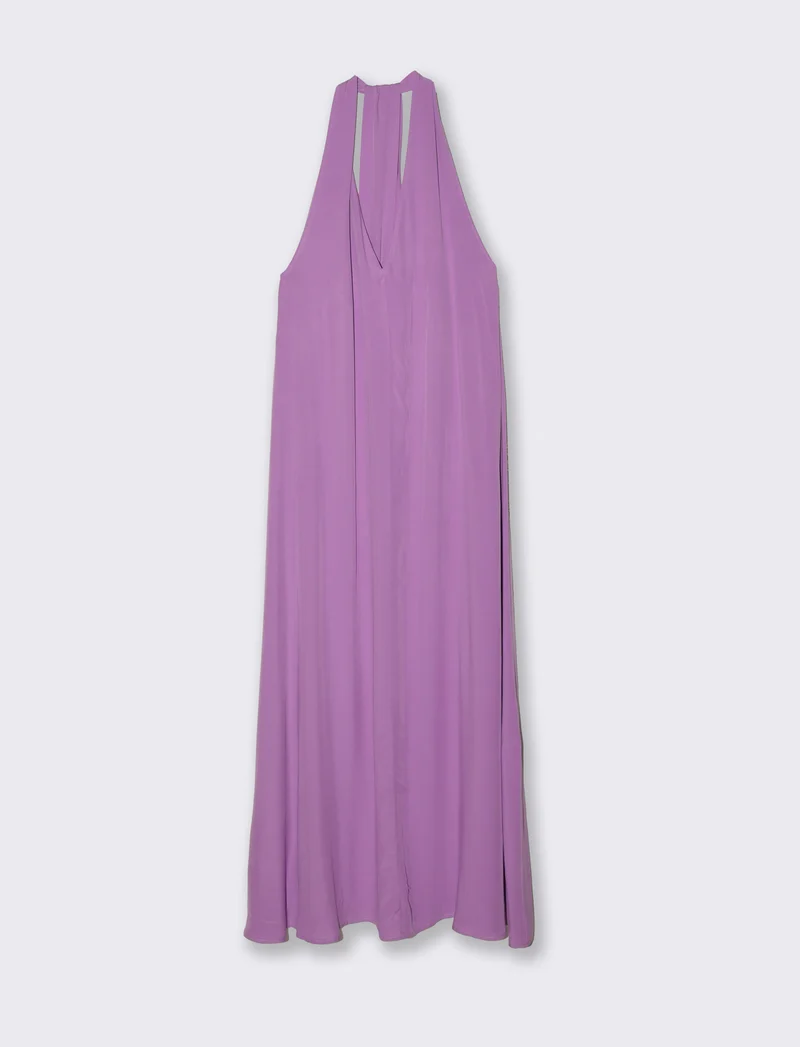 Vestito lungo in viscosa con incrocio sulla schiena - Lilla