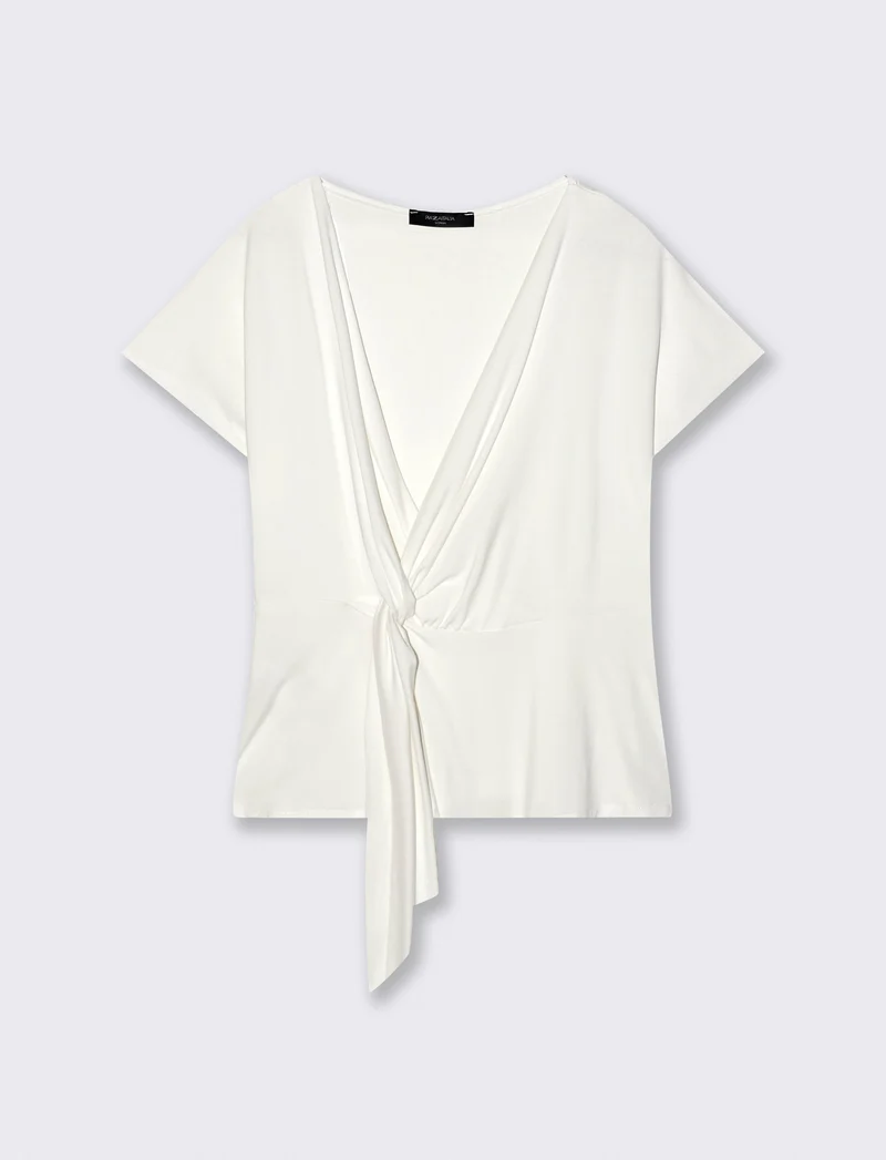 Casacca in popeline di viscosa con collana - Bianco latte