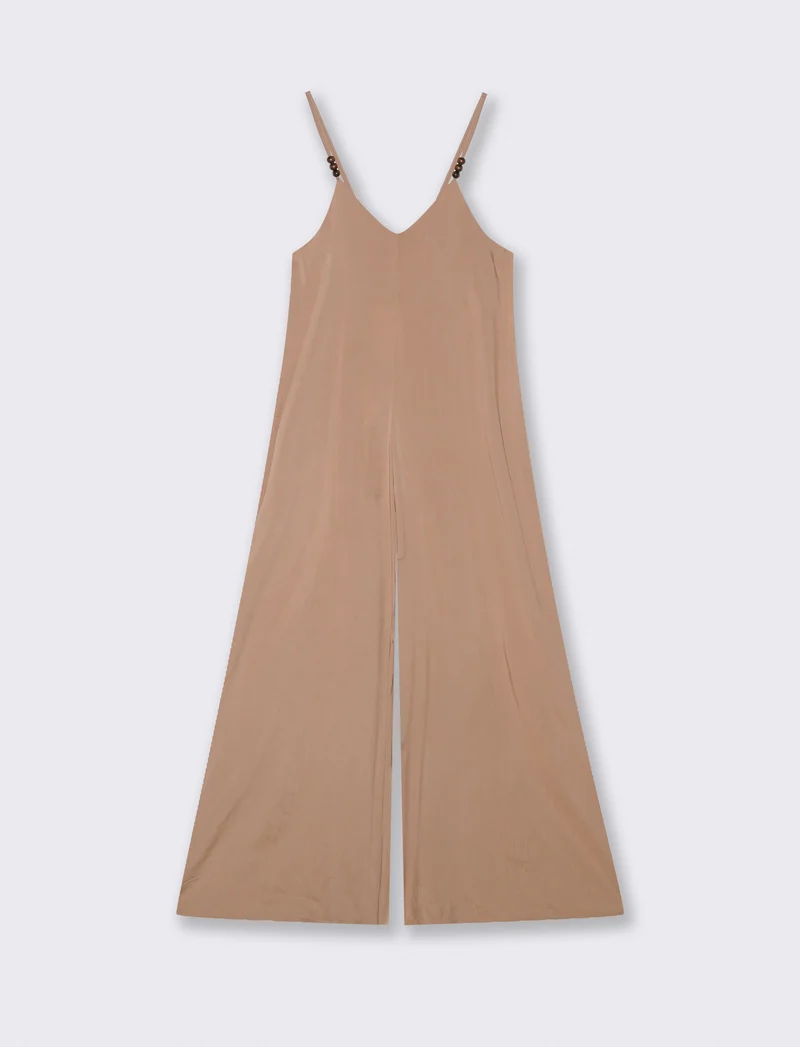 Vestito lungo in viscosa con bretelle - Beige