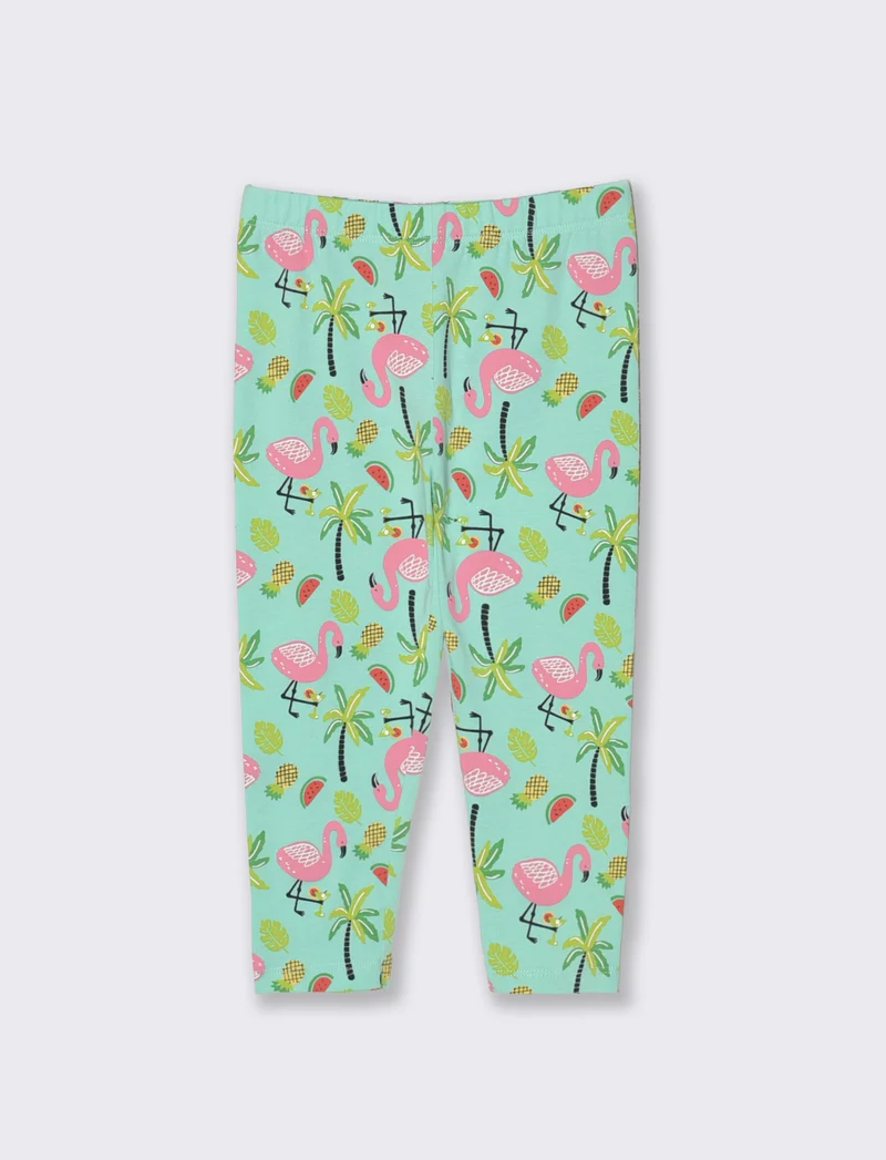 Leggings a fantasia in jersey elastico - Verde