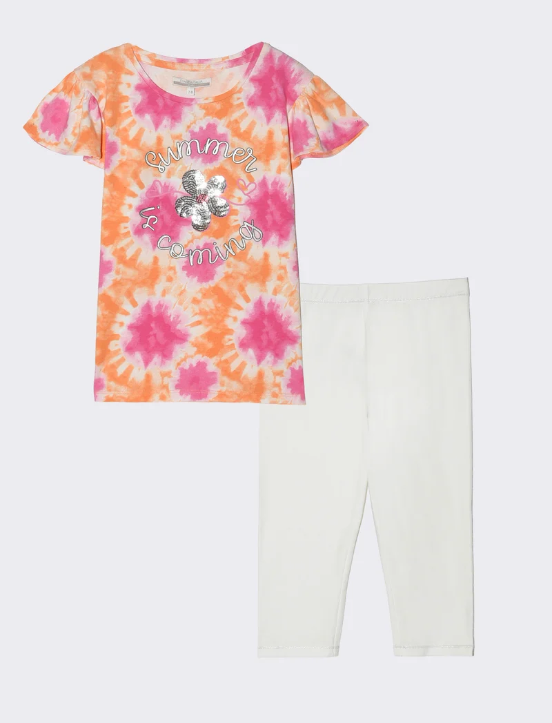 Set due pezzi mezza manica bambina - Multicolore