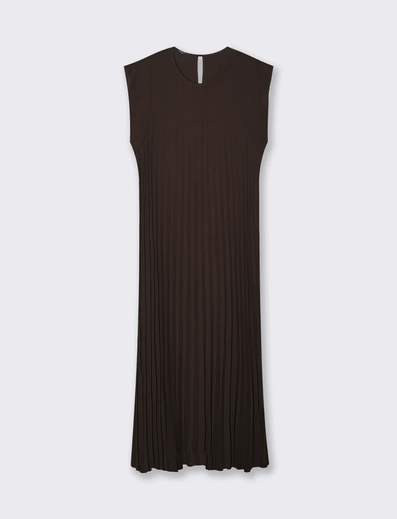 vestito lungo plisset giro manica - Moro