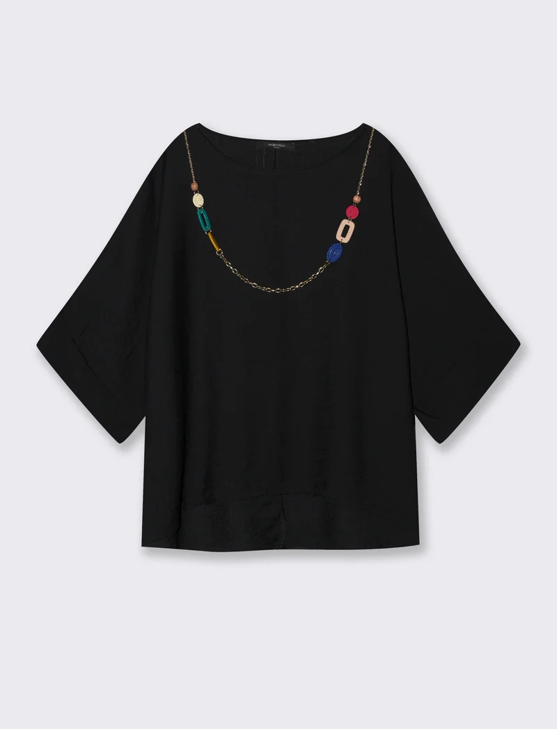 Casacca over con collana - Nero