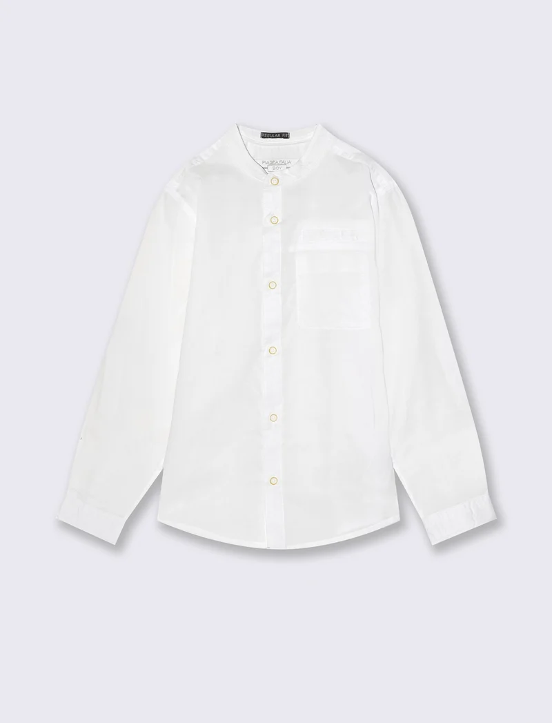 Camicia in cotone con taschino elegante - Bianco