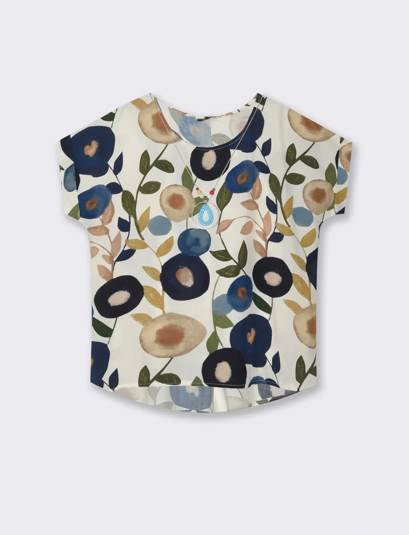 Casacca stampata con collana per donna - Bianco