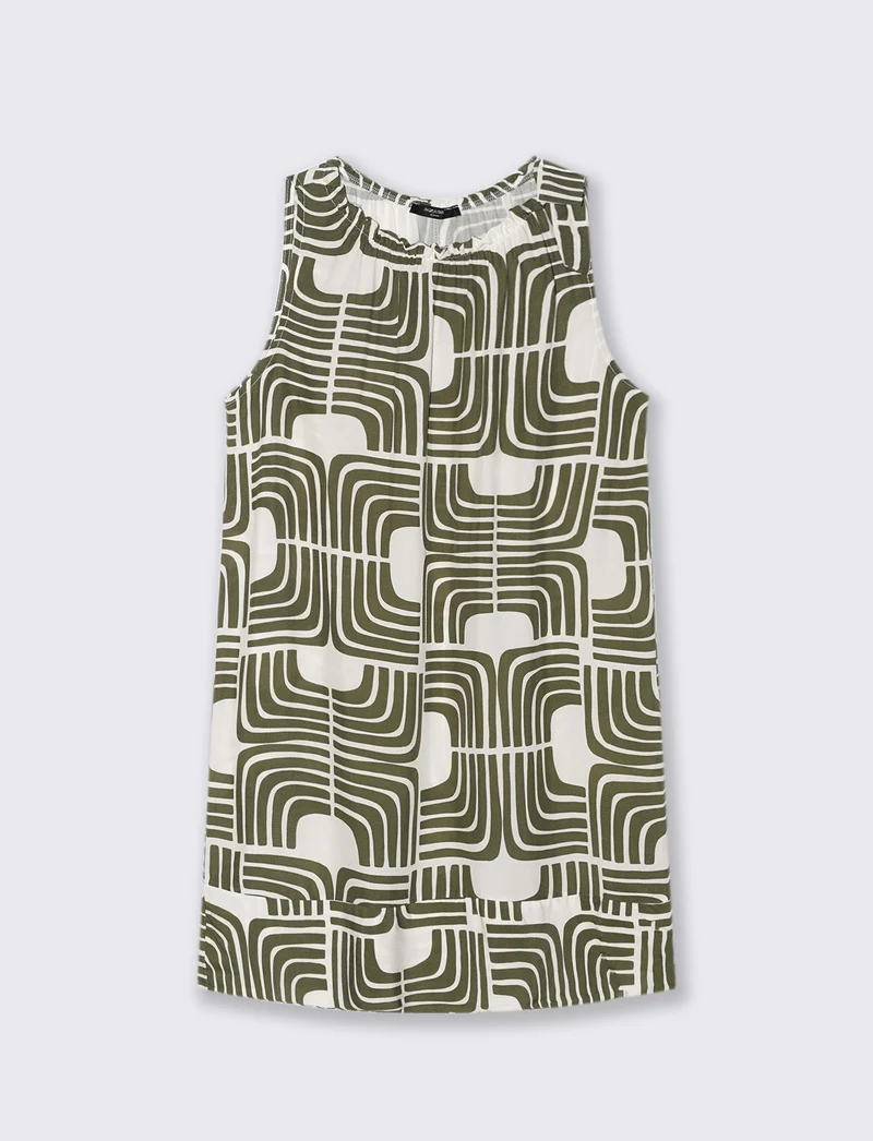 Vestito in viscosa stampato con arriccio - Verde militare