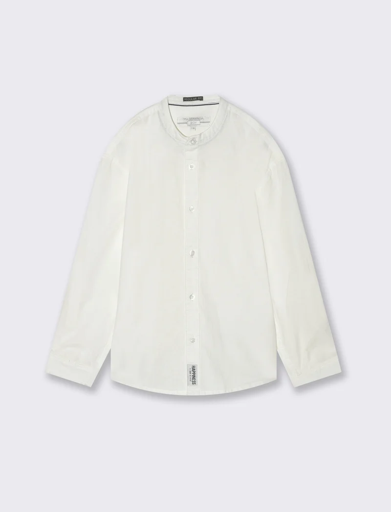 Camicia collo coreano da bambino - Bianco latte