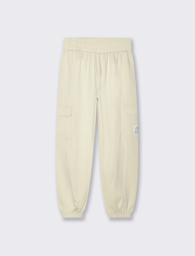 Jogger con tasconi in french terry da bambina - Beige