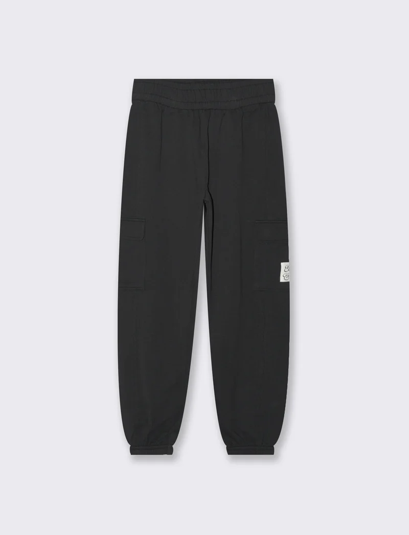 Jogger con tasconi in french terry da bambina - Nero