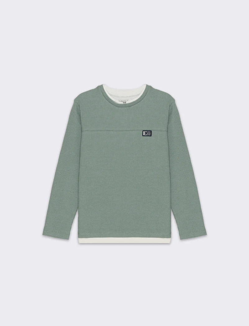 Maglia girocollo da bambino - Verde salvia