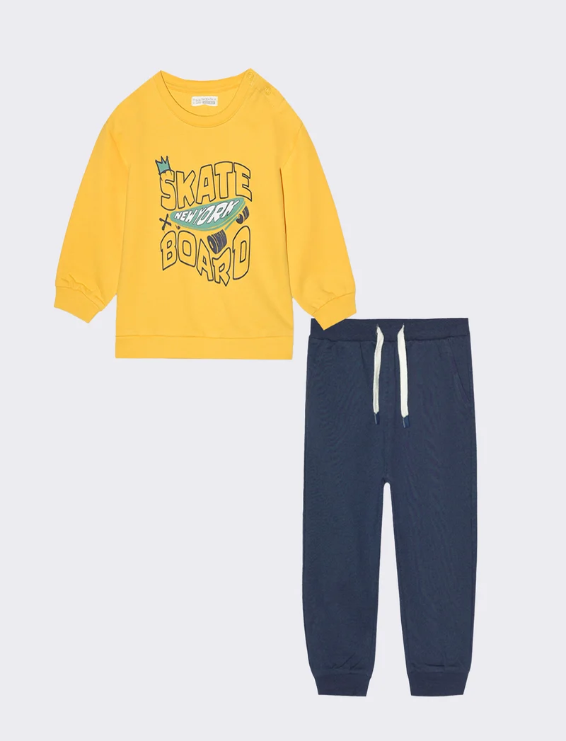 Tuta con felpa e jogger da neonato - Giallo