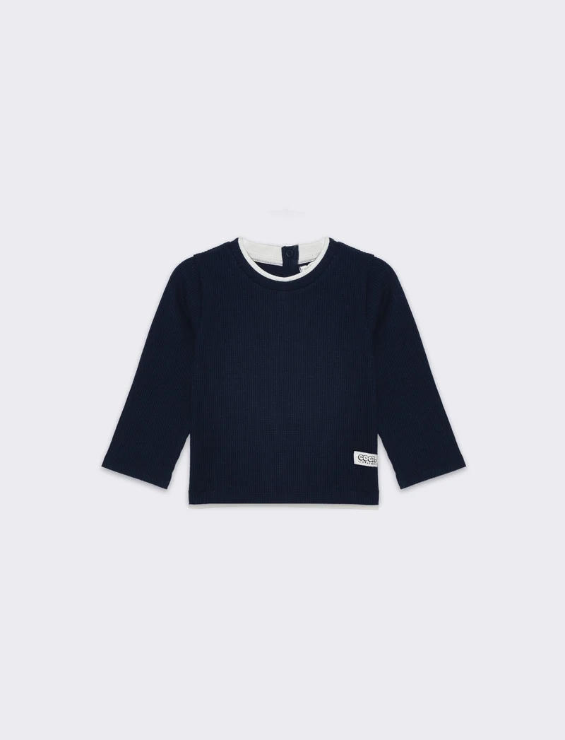 Maglietta con inserti a contrasto da neonato - Blu
