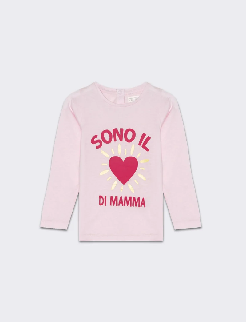 T-shirt manica lunga basica da neonata - Rosa