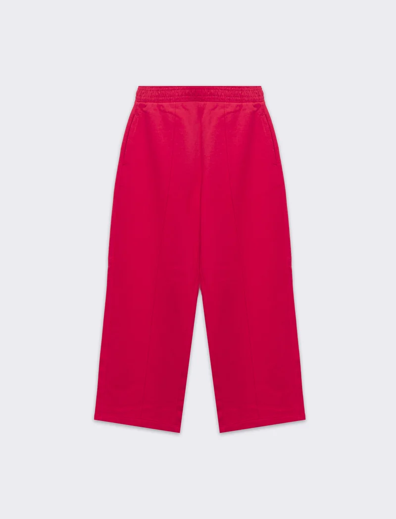 Jogger gamba larga con tasche da bambina - Fuxia