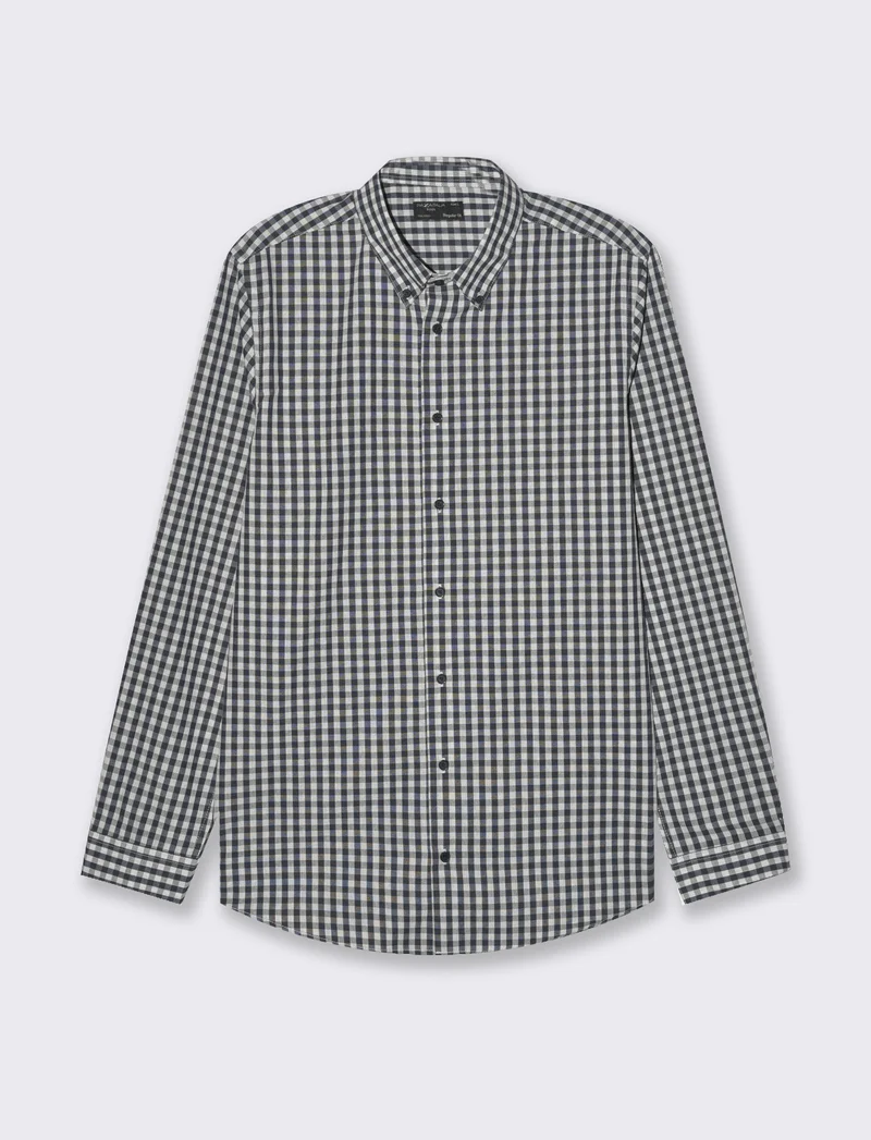 Camicia fantasia a quadri da uomo - Blu