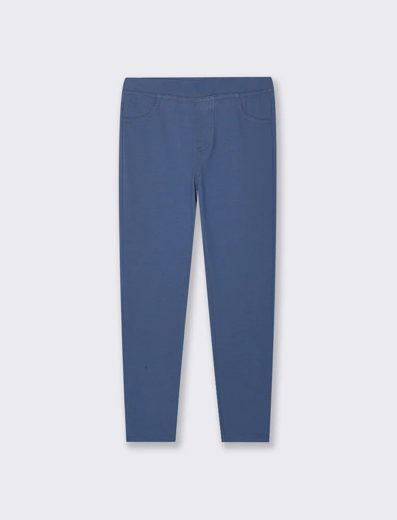 Leggings effetto denim in jersey jaquard da bambina - DENIM SCURO