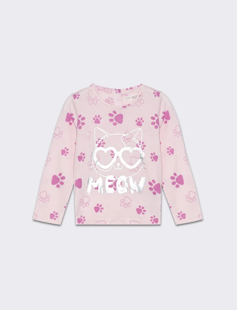 T-shirt all over con stampa da neonata - Rosa