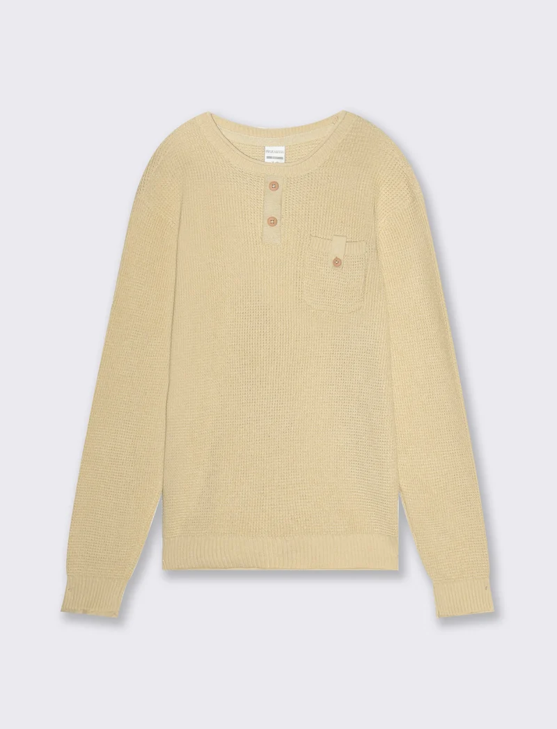 Maglia girocollo e taschino da bambino - Beige