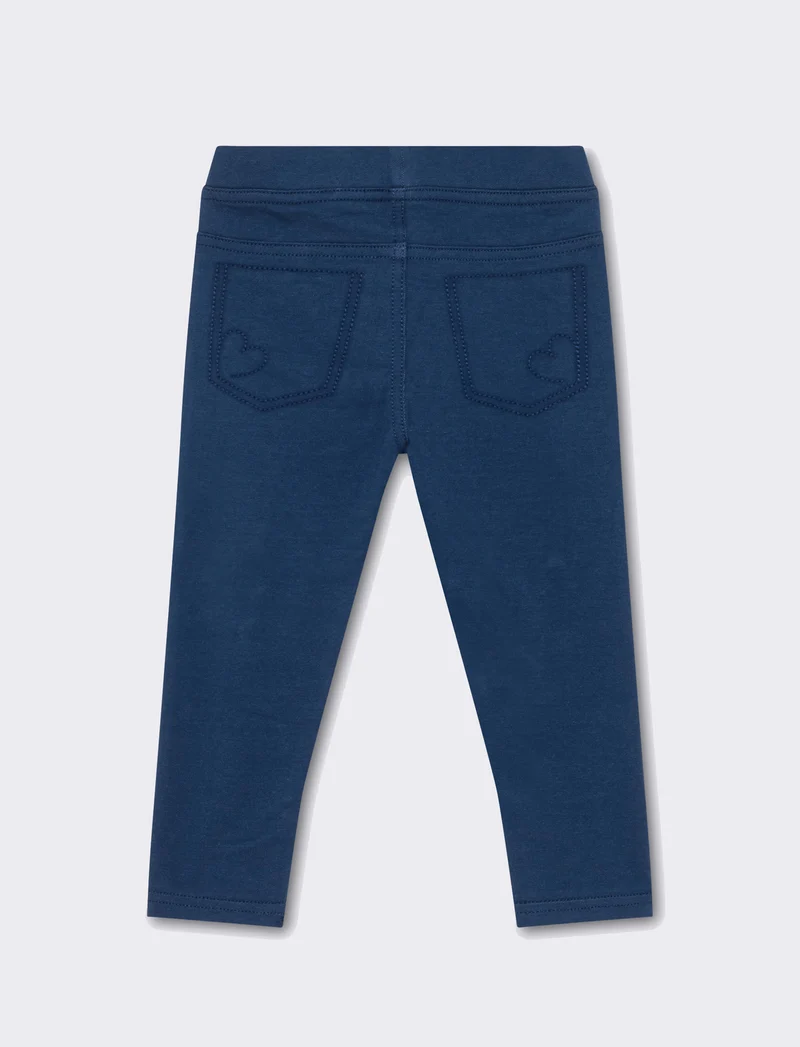 Leggings con cuciture a contrasto da neonata - DENIM SCURO