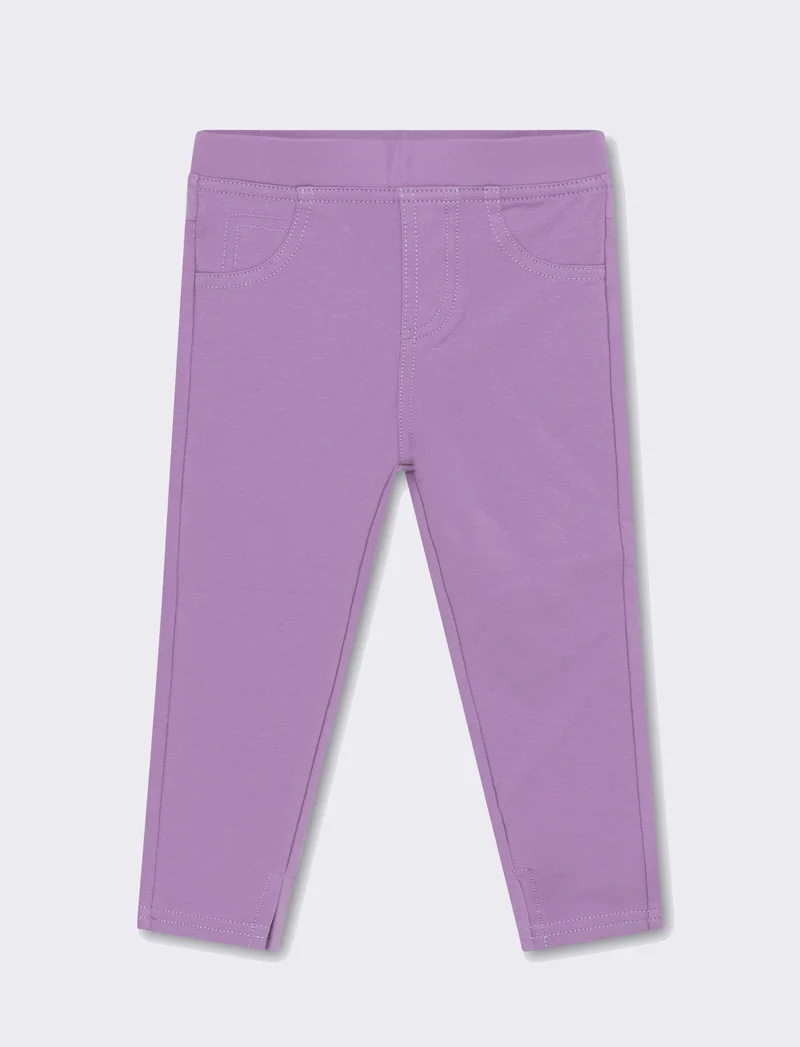 Leggings con cuciture a contrasto da neonata - Lilla