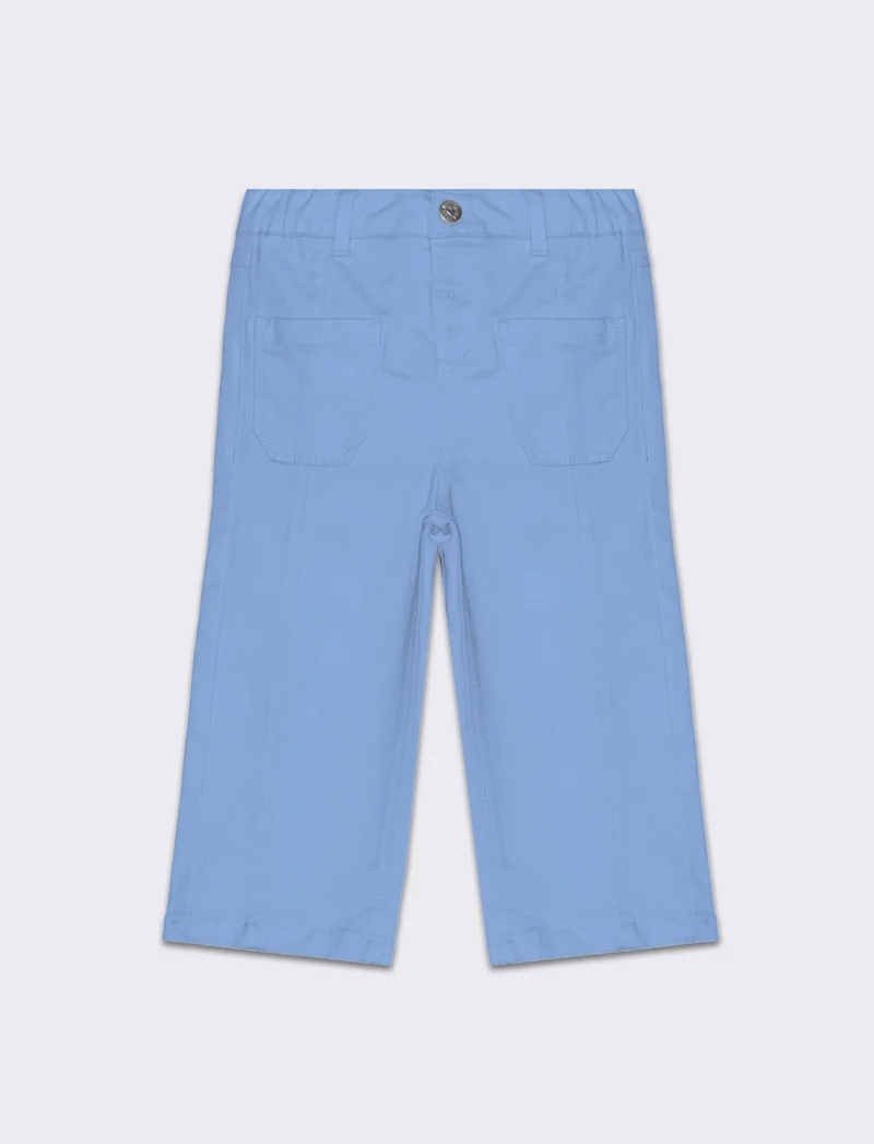 Pantalone ampio con taschine da neonata - Azzurro
