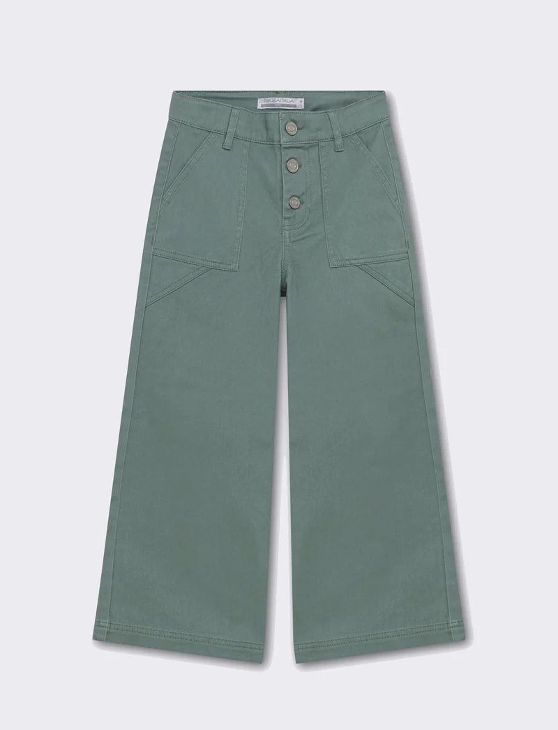 Pantalone con tascone da bambina - Verde