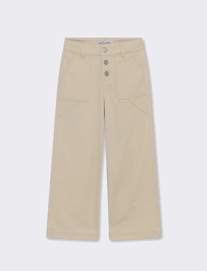 Pantalone con tascone da bambina - Beige