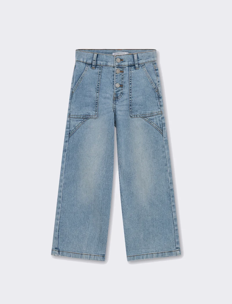 Jeans abbottonatura frontale da bambina - Denim chiaro