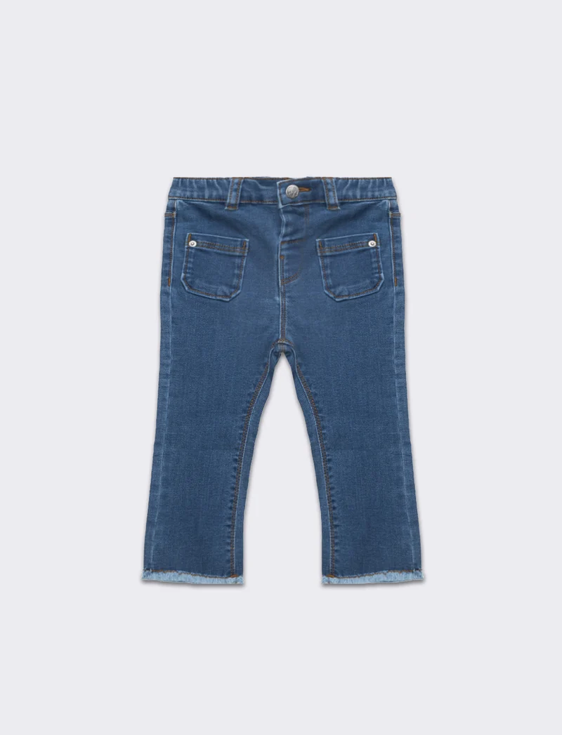Jeans con taschine da neonata - Denim