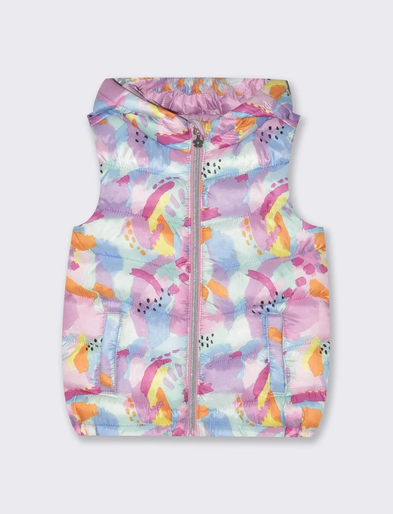Gilet con cappuccio e zip da neonata - Rosa