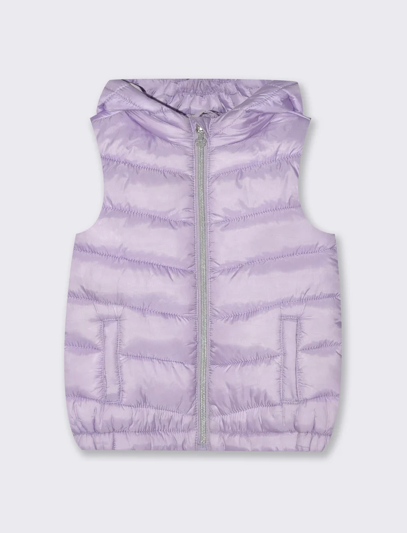 Gilet con cappuccio e zip da neonata - Lilla